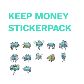 Funny telegram stickers in KEEP money style