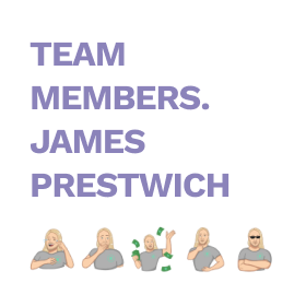 Stickers with the team members - James Prestwich